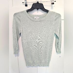 Joseph A. Metallic Shimmer Sweater Small Light Blue 3/4 Sleeve Pullover